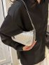 Mini Hobo Bag Crocodile Embossed Silver Funky