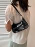 Mini Geometric Pattern Hobo Bag Black For Daily