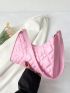 Quilted Baguette Bag Baby Pink Fashionable