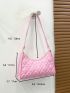 Quilted Baguette Bag Baby Pink Fashionable