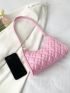 Quilted Baguette Bag Baby Pink Fashionable