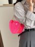 Mini Heart Design Novelty Bag Neon-Pink Chain Strap, Clear Bag