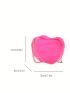 Mini Heart Design Novelty Bag Neon-Pink Chain Strap, Clear Bag