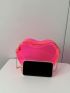 Mini Heart Design Novelty Bag Neon-Pink Chain Strap, Clear Bag