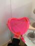 Mini Heart Design Novelty Bag Neon-Pink Chain Strap, Clear Bag