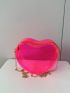 Mini Heart Design Novelty Bag Neon-Pink Chain Strap, Clear Bag