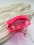 Mini Heart Design Novelty Bag Neon-Pink Chain Strap, Clear Bag