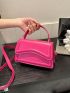 Mini Square Bag Hot Pink Fashionable For Daily