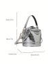 Mini Bucket Bag Crocodile Embossed Silver Funky