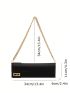 Medium Baguette Bag Black Metal Decor Chain Strap