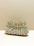 Mini Box Bag Rhinestone & Flower Decor For Party, Perfect Bride Purse For Wedding, Prom & Party Events