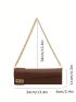 Medium Baguette Bag Brown Metal Decor Chain Strap