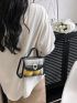 Mini Square Bag Metal Decor Clear Chain Strap