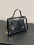 Mini Square Bag Metal Decor Clear Chain Strap