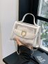 Mini Square Bag Metal Decor Clear Chain Strap