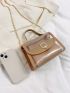 Mini Square Bag Metal Decor Clear Chain Strap