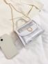 Mini Square Bag Metal Decor Clear Chain Strap