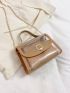 Mini Square Bag Metal Decor Clear Chain Strap