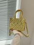 Mini Square Bag Heart Pattern Double Handle