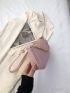 Litchi Embossed Hobo Bag Baby Pink Chain Decor