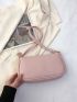 Litchi Embossed Hobo Bag Baby Pink Chain Decor