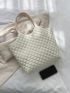 Quilted Shoulder Bag Medium Metal Decor