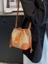 Mini Bucket Bag Two Tone Buckle Decor