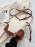 Mini Bucket Bag Two Tone Buckle Decor