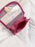 Mini Square Bag Clear Design Faux Pearl Detail Top Handle With Inner Pouch