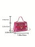 Mini Square Bag Clear Design Faux Pearl Detail Top Handle With Inner Pouch