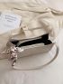 Medium Baguette Bag Buckle Decor Double Handle