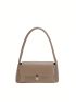 Small Baguette Bag Solid Color Push Lock