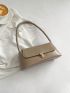 Small Baguette Bag Solid Color Push Lock