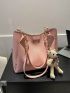 Medium Shoulder Bag Solid Color With Bag Charm