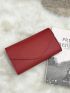 Solid Color Long Wallet Fold Over