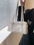 Minimalist Shoulder Bag Medium Buckle Decor White