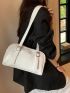 Minimalist Shoulder Bag Medium Buckle Decor White