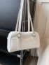 Minimalist Shoulder Bag Medium Buckle Decor White