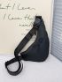 Letter Graphic Sling Bag Medium Zipper With USB Charging Port