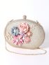 Faux Pearl Decor Box Bag Glitter Small Glamorous