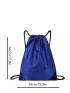 Minimalist Drawstring Backpack Blue Polyester For Sport