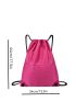 Minimalist Drawstring Backpack Neon Pink Polyester For Sport