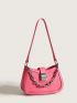 Crocodile Embossed Hobo Bag Small Chain Decor