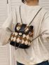 Geometric Pattern Flap Backpack Medium Twist Lock