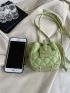 Quilted Bucket Bag Mini Buckle Decor