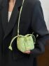 Quilted Bucket Bag Mini Buckle Decor