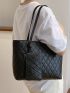 3pcs Bag Set Shoulder Tote Crossbody Bag Purse Wallet Quilted PU Black, Best Work Bag For Women