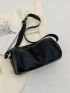 Litchi Embossed Bucket Bag Black Adjustable Strap For Daily