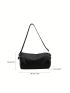 Litchi Embossed Bucket Bag Black Adjustable Strap For Daily