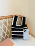 Mini Crochet Bag Striped Pattern Colorblock For Vacation